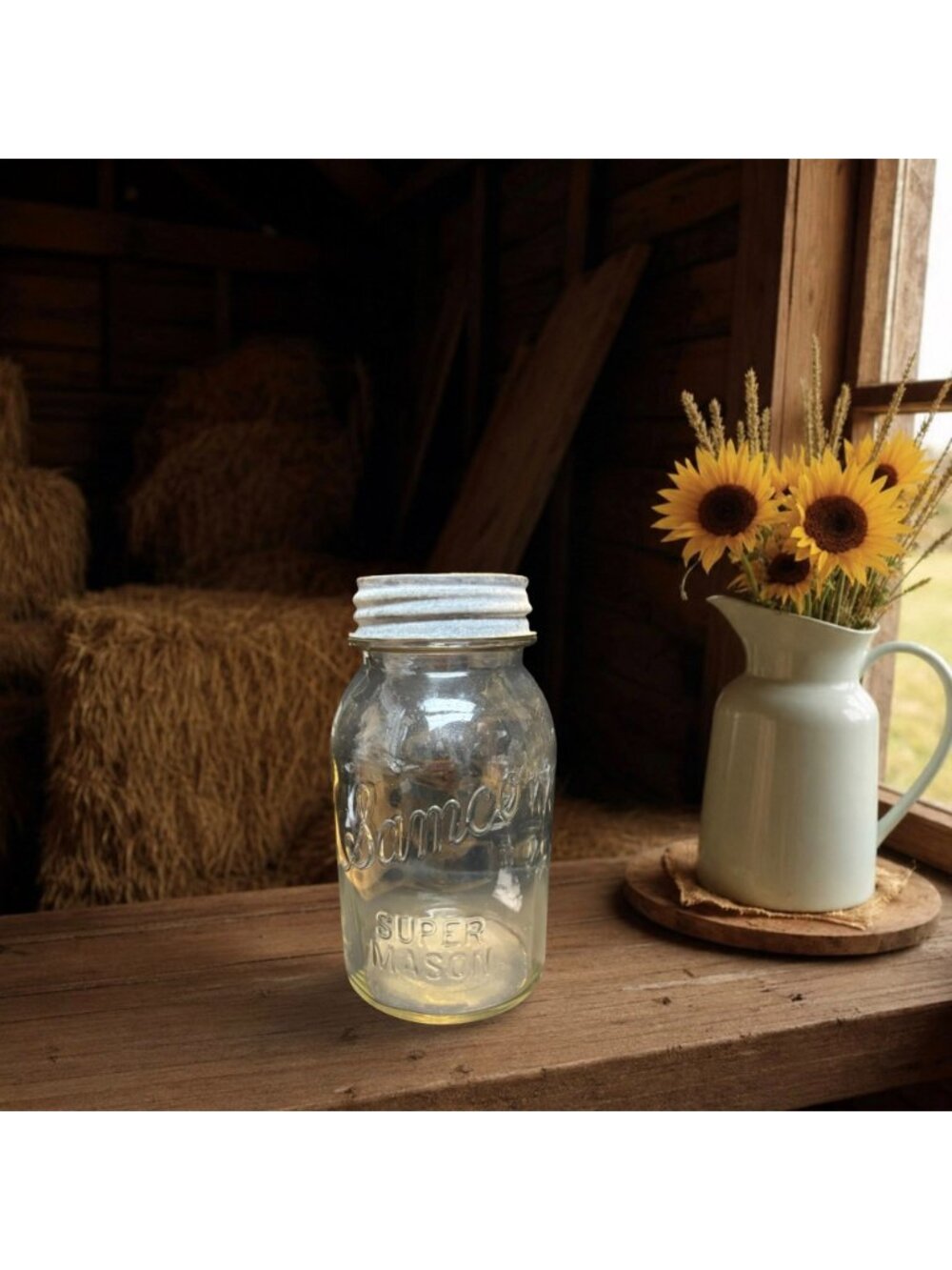 Vintage Samco Super Mason Quart Jar with Zinc Lid | Farmhouse Storage | Rustic C - Picture 2 of 4